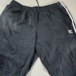 Adidas Black Track Pants with White Stripes